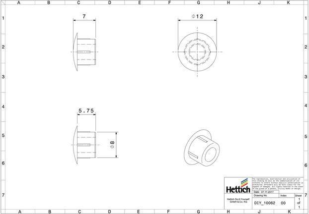 Image du produit Hettich Abdeckkappe 8mm wei 20 St. (20 pcs)