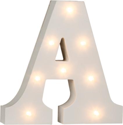 Image du produit Ootb Lettre A en bois illuminée, avec 8 LED, env. 16 cm
