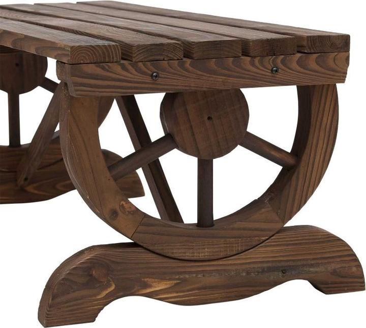 Produktbild Swisshandel24 Gartenbank Holz Wetterfest Sitzbank Gartenmöbel Rustikale Bank Natur 98 x 50 x 39,5 cm