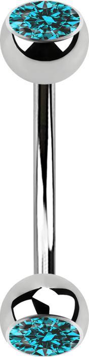 Produktbild Star Piercing Micro Banane silber mit zwei Kugeln Kristall aqua (Chirurgenstahl 316L)