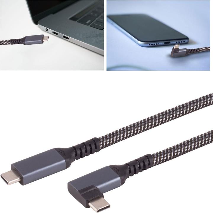 Produktbild S-Impuls 3er-Set Schnellladekabel USB-C auf USB-C 90Â° Winkelstecker, schwarz/weiss, 2 m, textil (2 m, USB 3.2 Gen 2)