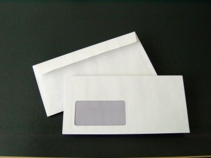 Actual product image Blanke Envelopes DIN long 80g/sqm adhesive window PU=1000 pieces white (110 x 220 mm, 1000 x)