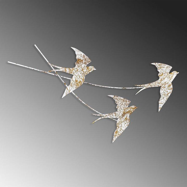 Produktbild Wallxpert Wanddekoration Schlucken Vogel 42 x 70 cm, Metall (42 x 70 cm)