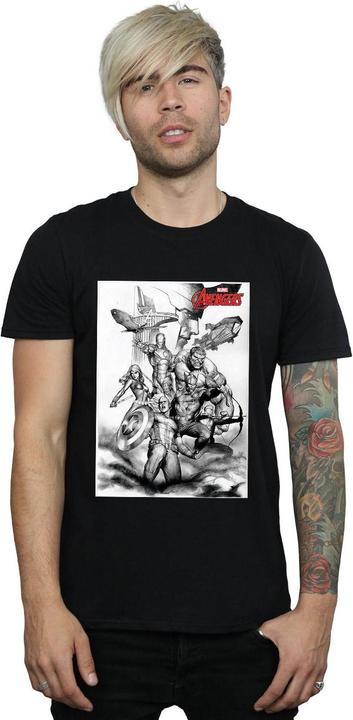 Actual product image Mens Avengers Assemble Team Sketch T-Shirt (XL)