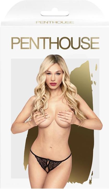Image du produit Penthouse Lingerie Hot Getaway String ouvert à l'entrejambe - Noir (M/L)