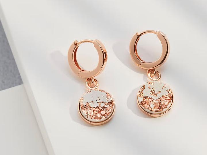 Produktbild C. Jungle Ohrringe Creolen Ava2 Handgemacht Sterling Silber mit 18 Karat Roségold plattiert Ultra ho (18 Karat Roségold plattiert, Silber, Ultrahochfester-Beton)
