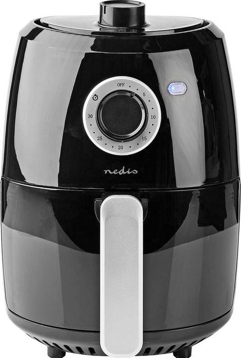 Actual product image Nedis Hot Air Fryer | 2.4 l | Timer: 30 min | Analogue | Aluminium / Black (EU plug)
