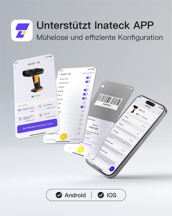 Actual product image Inateck Barcodescanner 75 black (BCST-75 black)