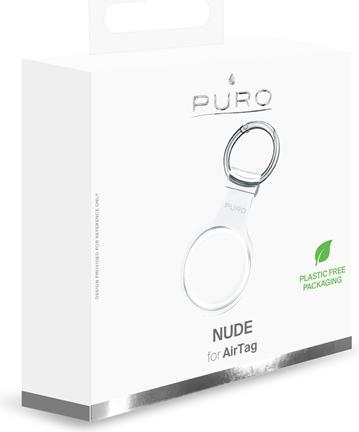 Actual product image Deltaco Puro NUDE Apple Airtag key ring with case - Transparent