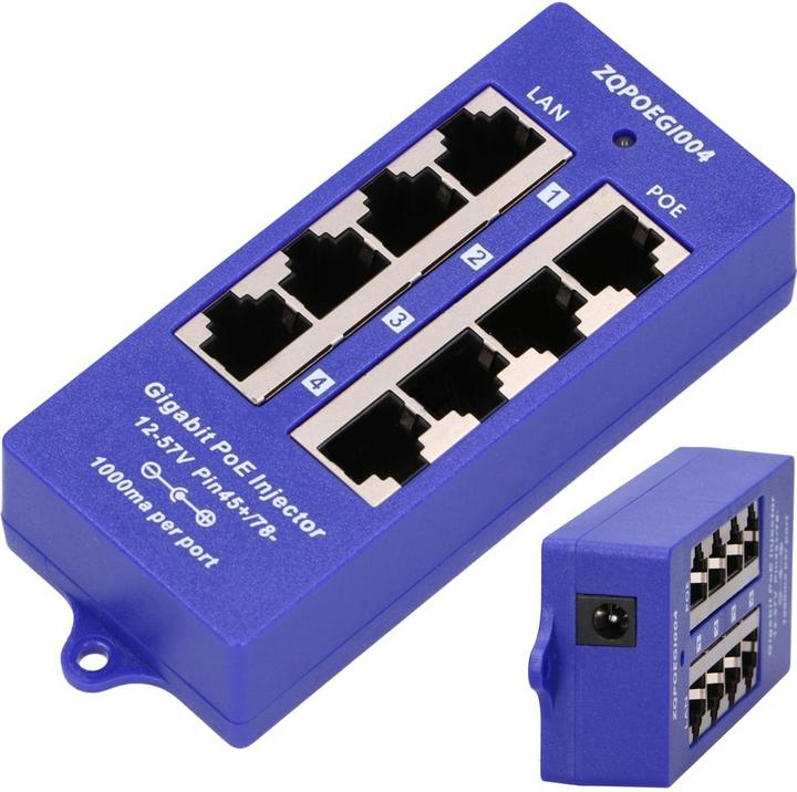 Extralink POE INJECTOR 4 PORT GIGABIT - - 4-Port Gigabit Ethernet (802.3at (PoE+), 48 W)