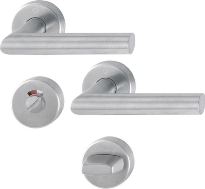 Hoppe Rosettengarnitur Amsterdam E1400/42H/42HKVS Edelstahl F69 rund RWSK/OL DIN links / rechts D/D (Türgriff)
