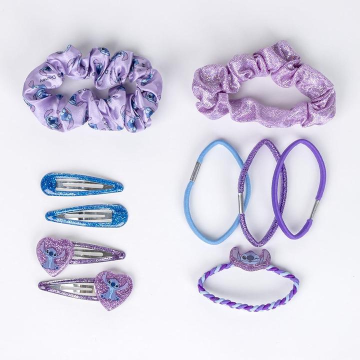 Actual product image Cerdá STITCH beauty set - contains 2 fabric hair ties, 4 hair elastics, 4 hairpins and a toiletry bag (Emblazonments)