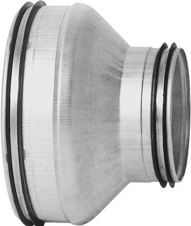 Lindab Reduktion RCU 400-315, kort, centrisk med nippel-/nippeltilslutning.