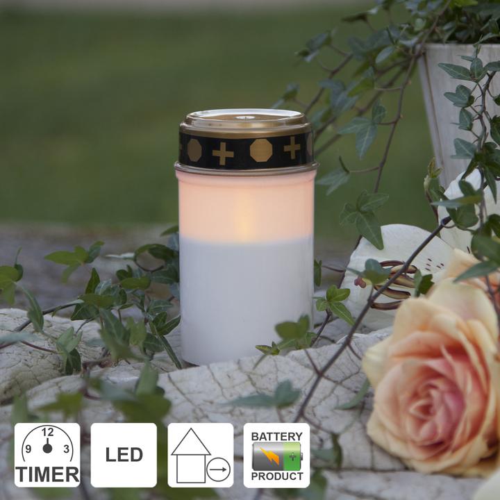 Produktbild Star Trading LED Grablicht mit Timer | Grabkerzen LED mit Batterie | Grabkerze LED 2er Set | Grablic (2 x)
