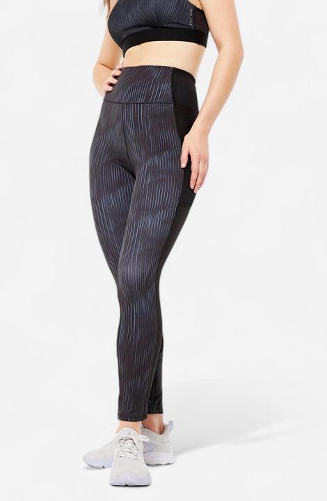 Image du produit Domyos Leggings femme avec poche pour smartphone - FTI 120 gris/noir imprimé (M)