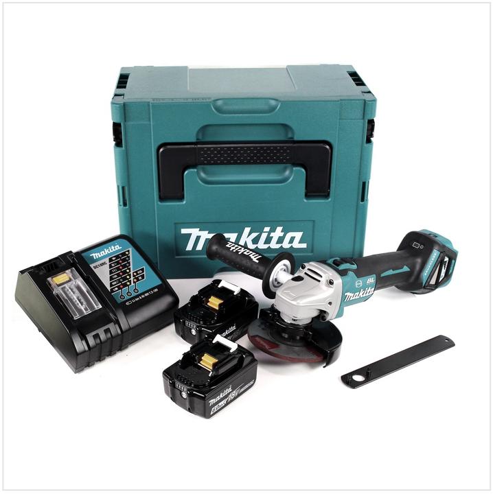Produktbild Makita DGA 513 RGJ Akku Winkelschleifer 18V 125mm Brushless + 2x Akku 6,0Ah + Ladegerät + Makpac (125 mm)