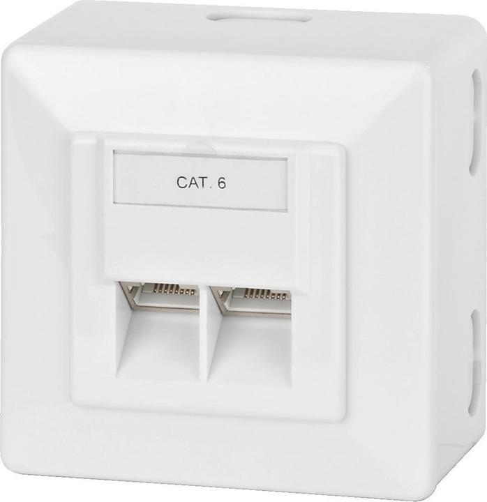 Produktbild Goobay CAT 6 Universaldose inkl. Aufputzmontage-Rahmen 2x RJ45 Netzwerkdose geschirmt