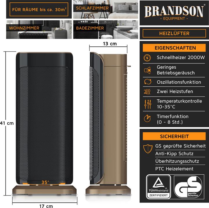 Image du produit Brandson Aérotherme avec télécommande (2000 W)