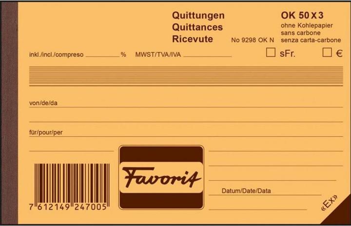 Image du produit Favorit Reçus (150 x)