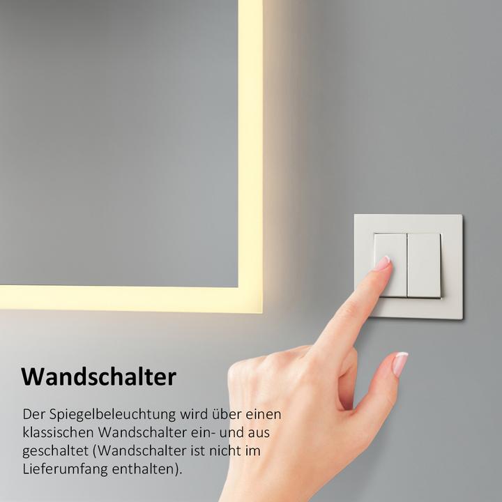 Produktbild Emke Badspiegel mit Beleuchtung 60*40cm, Warmweiss3000K, Dimmbar, Wand Schalter