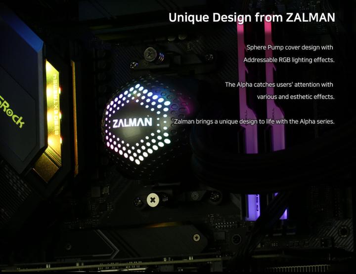 Produktbild Zalman ALPHA28 Black CPU Liquid Cooler 280mm Radiator 2 x 140 mm Fan ARGB pump Dual