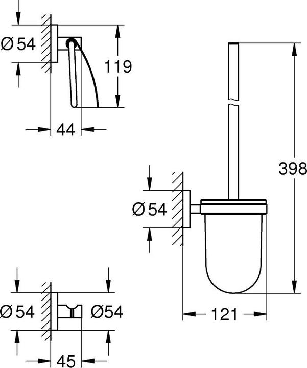 Actual product image Grohe Start QuickFix WC set 3 in 1, adhesive, chrome