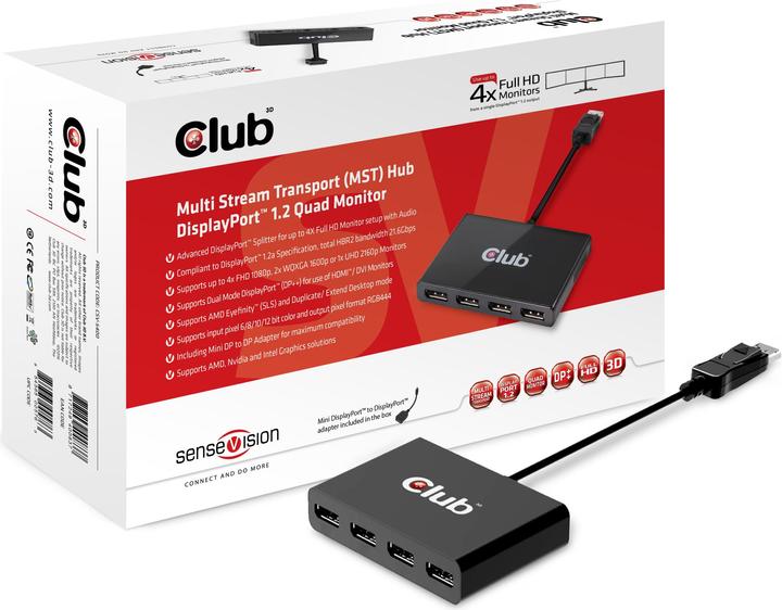 Produktbild Club 3D Multi Streaming Transport Hub 1xDP Eingang zu 4xDP Ausgang