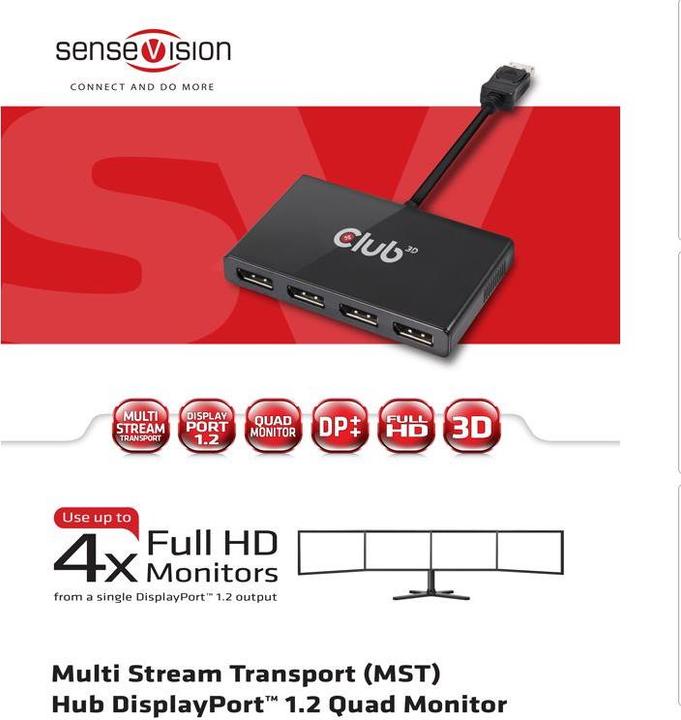 Produktbild Club 3D Multi Streaming Transport Hub 1xDP Eingang zu 4xDP Ausgang