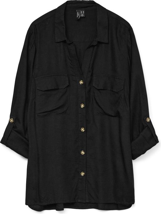 Vero Moda Normal geschnitten Hemdkragen Curve Ärmel mit Umschlag Hemd Hemd