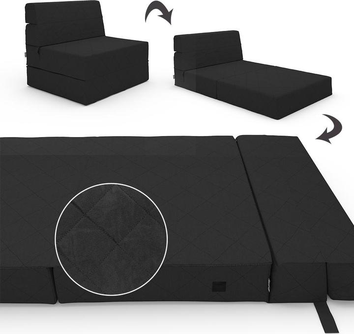 Actual product image VitaliSpa Sofa Lima, Black, 100 cm with sleep function