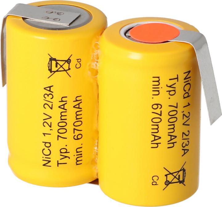 Image du produit AccuCell Accu 2/KR-600AE 2/3 A Cadnica avec cosse à souder en forme de U (1 pcs, 600 mAh, Chargeurs sans batterie)