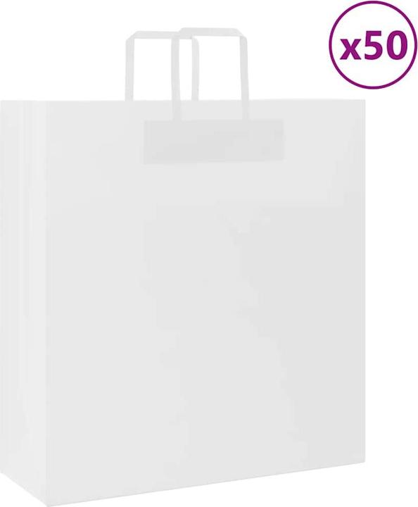 Actual product image VidaXL Kraft paper bags 50 pcs. with handle white 45x17x48 cm paper bag (Gift bag, 50 x)