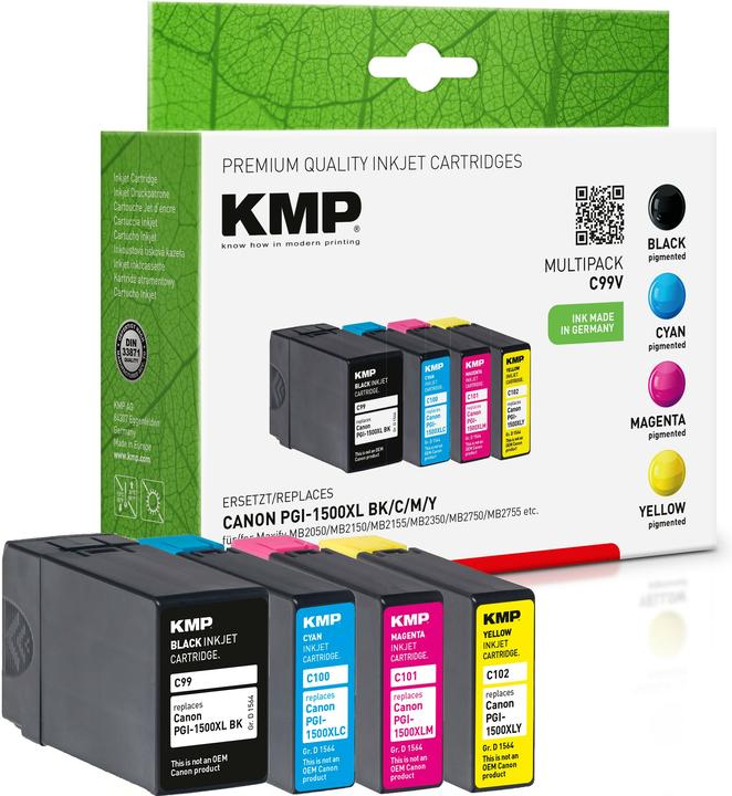 Produktbild KMP Tinte ersetzt PGI1500XLBK, C, M, Y (9182B004) (M, C, Y, BK)