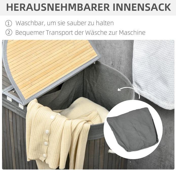 Produktbild Swisshandel24 Wäschekorb mit Deckel 100L Wäschesammler mit Griffen, 2 herausnehmbar Wäschesack (100 l)