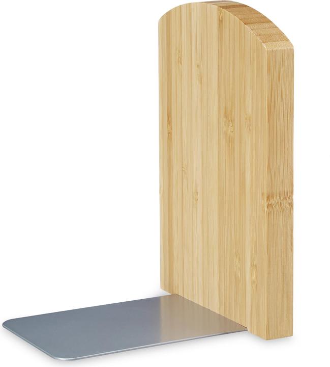Actual product image Relaxdays Bamboo Bookend Set of 2 (11.5 x 12.5 x 17 cm)
