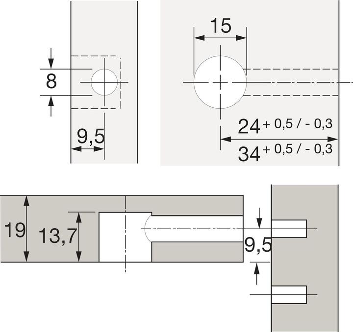 Image du produit Hettich RASTEX 15/19 zamak nickelé (Raccord de connexion, 1 pcs)
