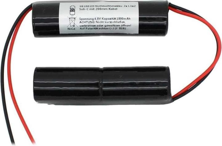 Image du produit AccuCell Batterie d'éclairage de secours 2x L1x2 Sub-C avec câble de 200mm (2 pcs, 1800 mAh, Piles rechargeables + chargeur)
