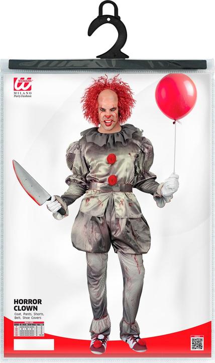 Immagine prodotto Widmann Abito costume da clown horror "ES" da uomo, leggings, cintura, copriscarpe (XXL)