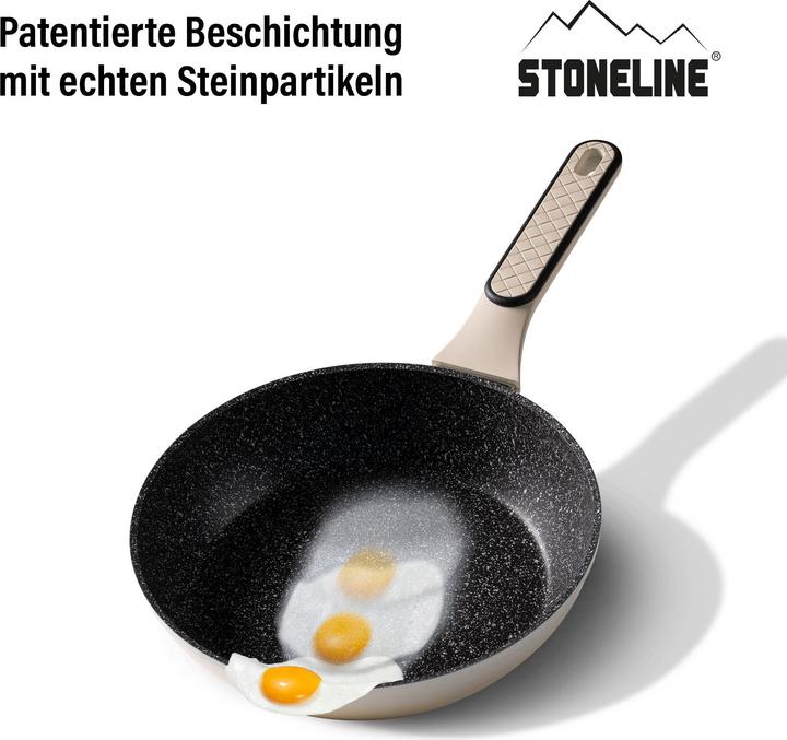 Actual product image Stoneline ® Creme Kochgeschirr-Set 11-teilig mit Deckeln, beschichtete Töpfe & Pfannen (Pan set + pot set, Ceramic)