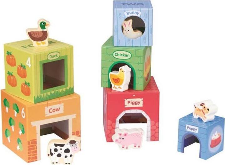 Image du produit Spielba Tour d'empilement avec des animaux en bois