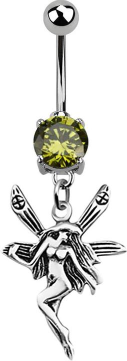 Image du produit Star Piercing Banane argent avec pendentif fée olive (sans laiton, Argent sterling 925, Acier chirurgical 316L)