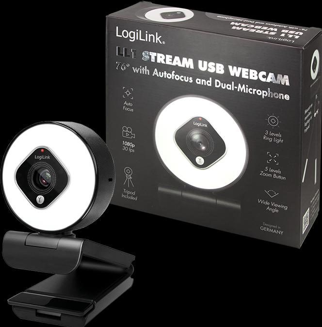 Actual product image LogiLink UA0384 Webcam LL1 Stream, USB 2.0, HD 1920x1080, 76 degree, black (2.10 Mpx)