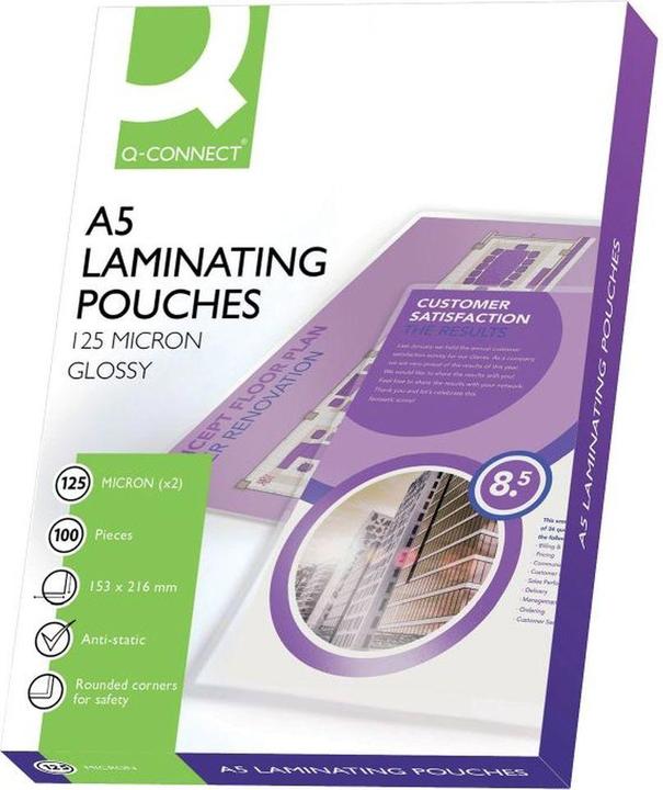 Image du produit Q-Connect Films de plastification brillants (A5, 100 pièce(s), 125 µm)