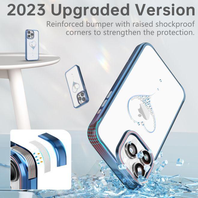 Produktbild Kingxbar Wish Series Silikonhülle mit Kristallen für iPhone 15 Pro – Blau (Apple iPhone 15 Pro)