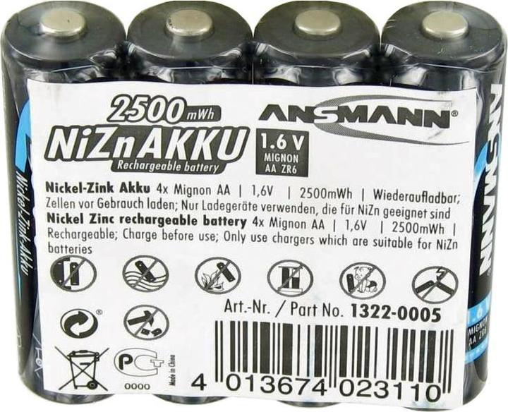 Actual product image Ansmann NiZN battery (4 pcs., AA, 1500 mAh)