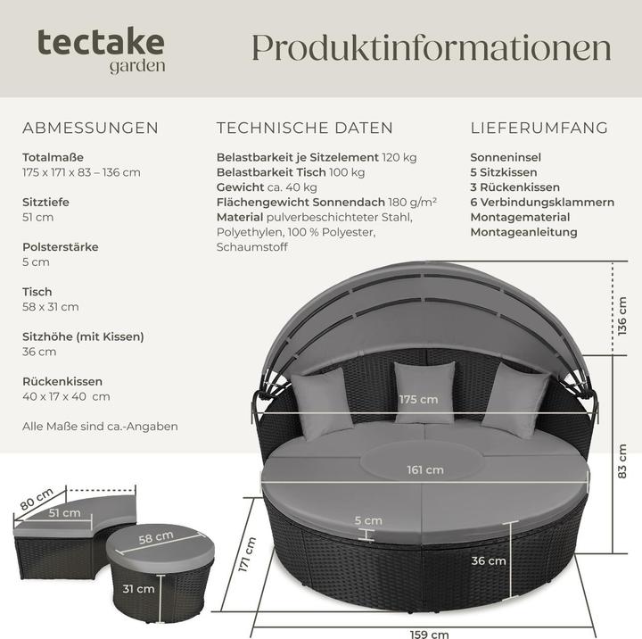 Produktbild tectake Rattan Sonneninsel Santorin