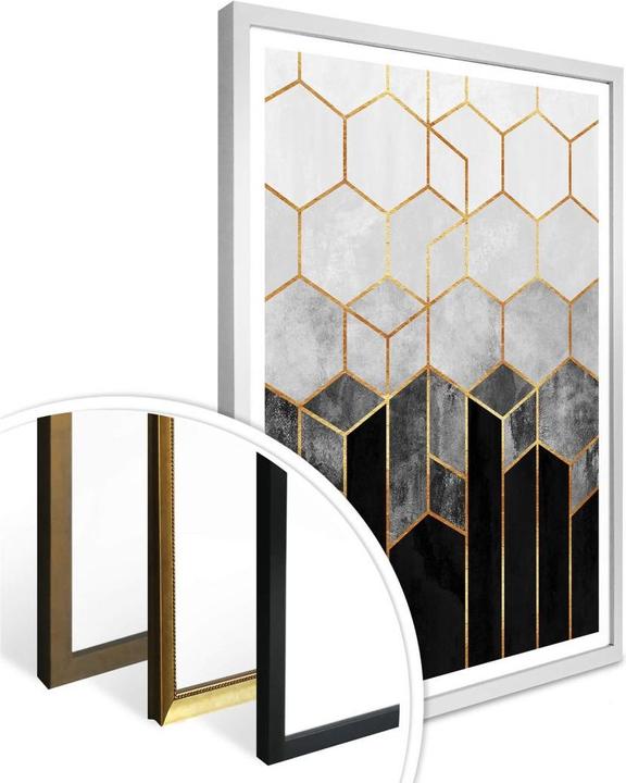 Produktbild Trenddeko Hexagone: Schwarz und Grau (60 x 80 cm)