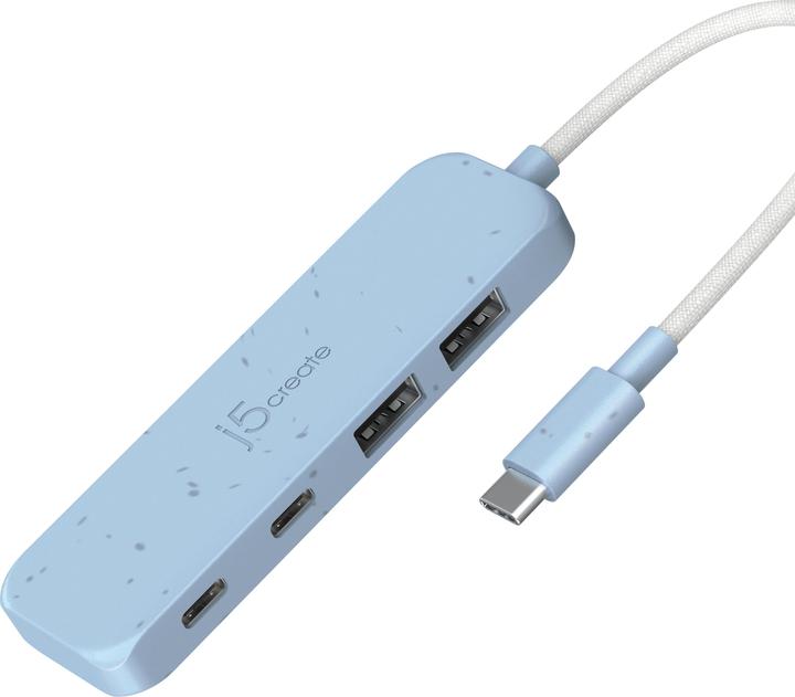 Produktbild j5Create Umweltfreundlicher USB-C-zu-Hub Typ C & Typ A Gen 2 mit 4 Anschlüssen, USB 3.2 Gen 1 (3.1 G (USB-C, 4 Ports)