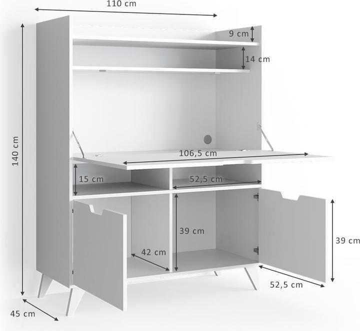Produktbild Vicco Schreibtisch Berdi (110 x 45 x 140 cm)