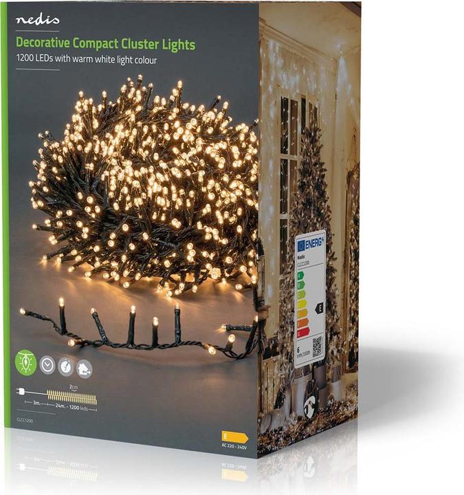 Actual product image Nedis Decorative lights | Compact cluster | 1200 LED's Warm white | 24 m | Light effects: 7 | Indoor (24 m)